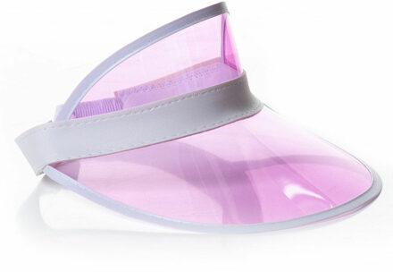 partychimp Verkleed zonneklep - transparant/roze - Jaren 80 - 80s verkleedaccessoires