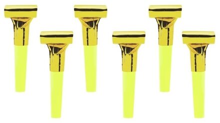 Partydeco 12x stuks gouden roltongen/roltoeters - Feestartikelen verjaardag - kleine verjaardag toeters Goudkleurig