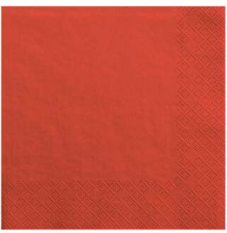 Partydeco 20x Papieren tafel servetten rood 33 x 33 cm - Feestservetten