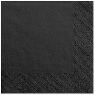 Partydeco 20x Papieren tafel servetten zwart 33 x 33 cm
