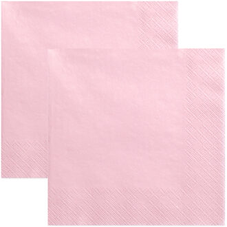 Partydeco 40x Papieren tafel servetten roze 33 x 33 cm - Feestservetten