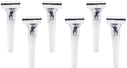 Partydeco 6x stuks Zilveren roltongen/roltoeters - Roltongen Zilverkleurig