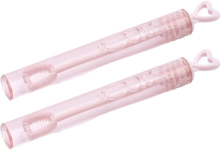 Partydeco Bellenblaas voor Bruiloft/huwelijk party - 96x stuks - uitdeel flesjes - roze met hartje