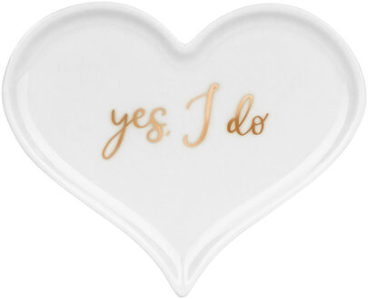 Partydeco Bruiloft/huwelijk trouwringen schaaltje hart - Yes I do - 13 x 11 cm - alternatief ringkussen
