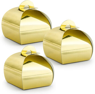 Partydeco Cadeaudoosje Bonbon Goud - Bruiloft bedankje - 40x stuks - goud - 6 x 6 cm