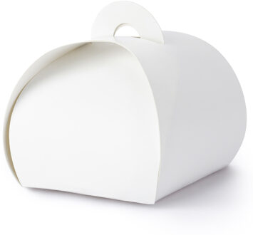 Partydeco Cadeaudoosje Bonbon Wit - Bruiloft bedankje - 10x stuks - wit - 6 x 6 cm