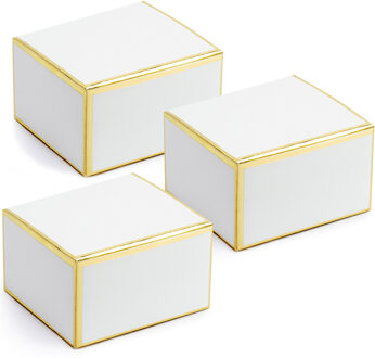 Partydeco Cadeaudoosje - Bruiloft bedankje - 50x stuks - wit/goud - papier - 6 x 4 cm