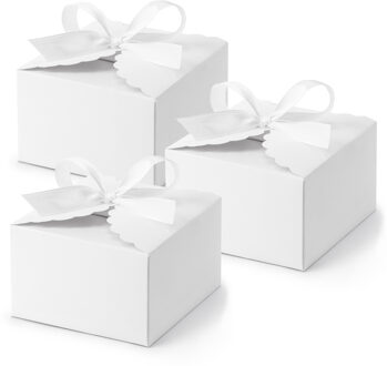 Partydeco cadeaudoosje Wolkje - Bruiloft - 20x met lintje - wit - 8 x 5 cm - Cadeaudoosjes