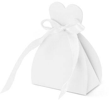 PartyDeco cadeaudoosjes Bruid - Bruiloft bedankje - 10x - wit - 7 x 9 cm - Cadeaudoosjes