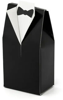 Partydeco cadeaudoosjes Bruidegom - Bruiloft - 10x - zwart/wit - 7 x 9 cm - Cadeaudoosjes