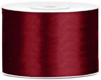 Partydeco Cadeaulint - bordeaux - 5 cm x 25 meter - satijn - sierlint - inpakken - decoratie