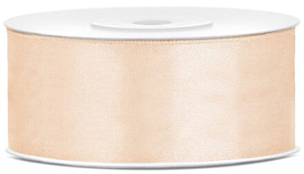 Partydeco Cadeaulint - creme - 2,5 cm x 25 meter - satijn - sierlint - inpakken - decoratie