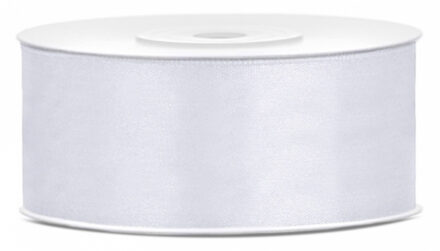 Partydeco Cadeaulint - ivoor - 2,5 cm x 25 meter - satijn - sierlint - inpakken - decoratie