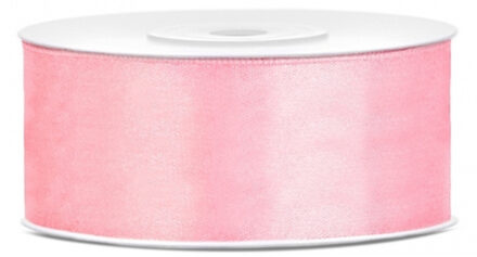 Partydeco Cadeaulint - lichtroze - 2,5 cm x 25 meter - satijn - sierlint - inpakken - decoratie