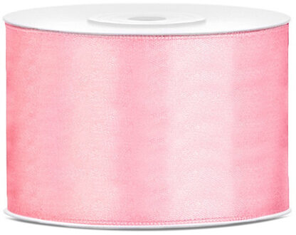 Partydeco Cadeaulint - lichtroze - 5 cm x 25 meter - satijn - sierlint - inpakken - decoratie