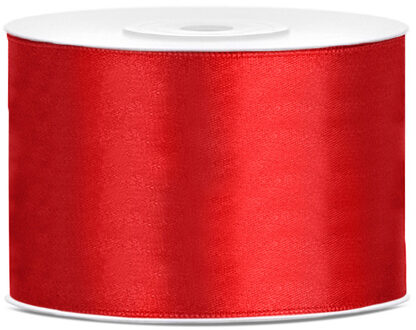 Partydeco Cadeaulint - rood - 5 cm x 25 meter - satijn - sierlint - inpakken - decoratie