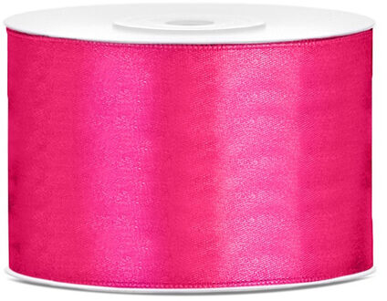 Partydeco Cadeaulint - roze - 5 cm x 25 meter - satijn - sierlint - inpakken - decoratie