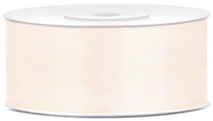 Partydeco Cadeaulint - warm wit - 2,5 cm x 25 meter - satijn - sierlint - inpakken - decoratie