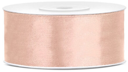 Partydeco Cadeaulint - zalmroze - 2,5 cm x 25 meter - satijn - sierlint - inpakken - decoratie Perzik oranje
