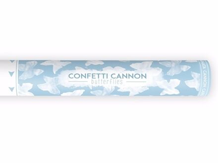 Partydeco Confetti kanon bruiloft vlinders wit 40 cm - Confetti