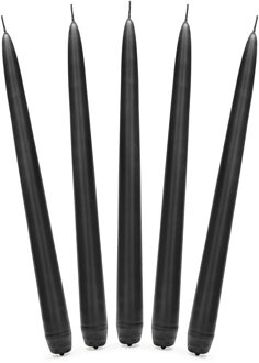 Partydeco Dinerkaarsen - zwart - 10x stuks - 24 cm - 5 Branduren - Kandelaar kaarsen