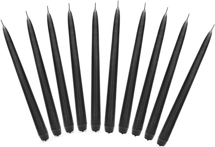 Partydeco Dinerkaarsen - zwart - 20x stuks - 24 cm - 5 Branduren - Kandelaar kaarsen