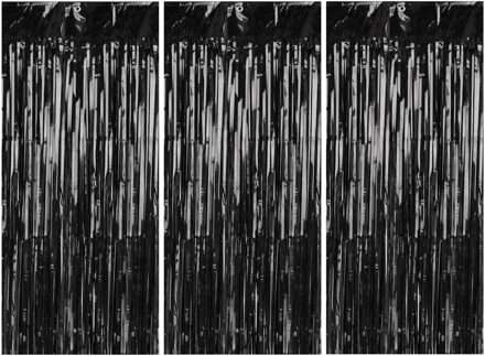 Partydeco Folie deurgordijn/feestgordijn - 3x - zwart - 90 x 250 cm