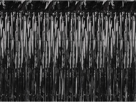 Partydeco Folie deurgordijn/feestgordijn - zwart - 90 x 250 cm