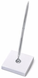 Partydeco Gastenboek pen - Pennenhouder Luxe - Bruiloft - incl. pen - zilver - 8 x 16,5 cm