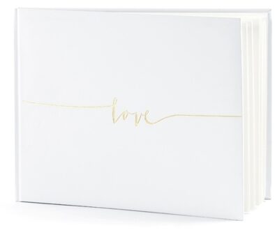 Partydeco Gastenboek/receptieboek Love - Bruiloft - wit/goud - 24 x 18,5 cm