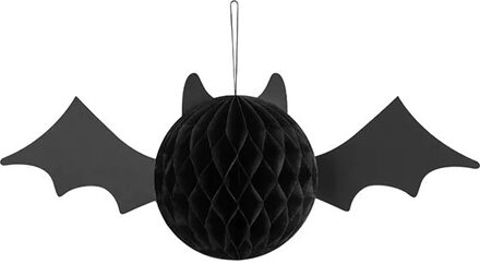 Partydeco Halloween thema hangende vleermuis - zwart - papier - 45 cm