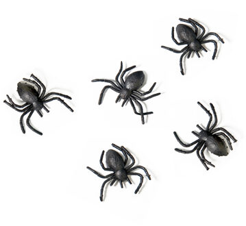 Partydeco Horror/Halloween griezel spinnetjes - 10x - kunststof - zwart - 3 cm - Feestdecoratievoorwerp