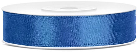 Partydeco Luxe sierlint of cadeaulint - blauw - 12 mm x 25 meter - satijn