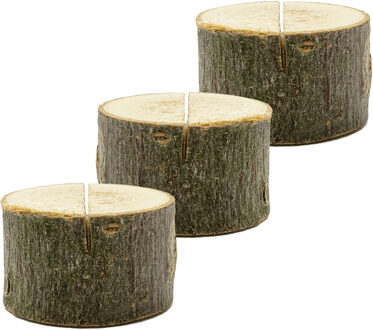 Partydeco Naamkaart/plaatskaart houders - boomschijf - Bruiloft - 100x stuks - 3-4 cm - hout
