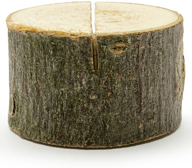 Partydeco Naamkaart/plaatskaart houders - boomschijf - Bruiloft - 10x stuks - 3-4 cm - hout Bruin