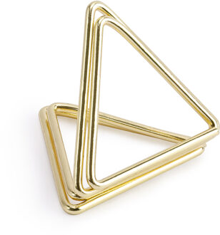 Partydeco Naamkaart/plaatskaart houders - driehoek - Bruiloft - 10x stuks - goud - 2,3 cm