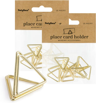 Partydeco Naamkaart/plaatskaart houders - driehoek - Bruiloft - 50x stuks - goud - 2,3 cm