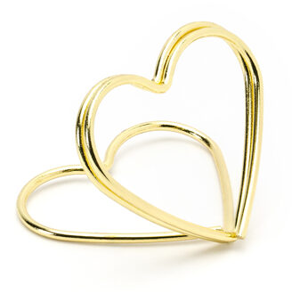 Partydeco Naamkaart/plaatskaart houders - hartje - Bruiloft - 10x stuks - goud - 2,5 cm