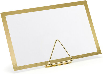 Partydeco Naamkaartjes/plaatskaarten met houders - Driehoek - Bruiloft - 10x sets - goud