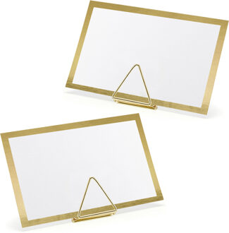 Partydeco Naamkaartjes/plaatskaarten met houders - Driehoek - Bruiloft - 20x sets - goud