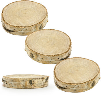 Partydeco Naamkaartjes/plaatskaartjes boomschijf - Hout - Bruiloft - 100x stuks - 5-7 cm