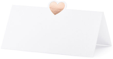 Partydeco Naamkaartjes/plaatskaartjes Lief - Bruiloft - rosegoud/wit - 10x stuks - 10 x 5 cm Rose goud