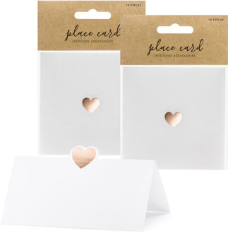 Partydeco Naamkaartjes/plaatskaartjes Lief - Bruiloft - rosegoud/wit - 20x stuks - 10 x 5 cm