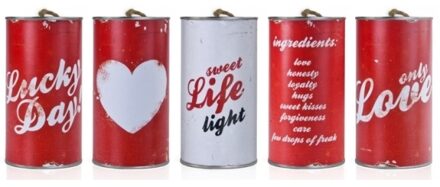 Partydeco Retro auto blikken met touw Rood