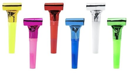 Partydeco Roltongen/roltoeters - 12x - gekleurd - folie/kunststof - 22 cm - feesttoeters Multi