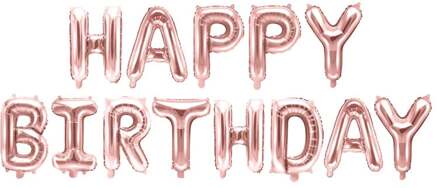 PARTYDECO - Roségouden aluminium happy birthday letter ballonnen - Decoratie > Ballonnen / verjaardag / feestje