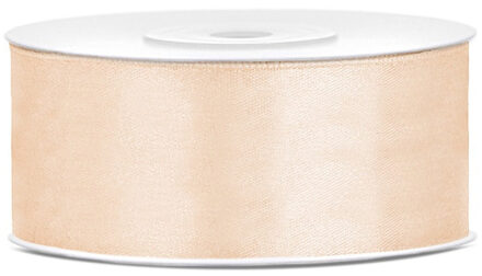 Partydeco Sierlint satijn - Creme wit - 2.5 cm/25 mm x 25 meter - Cadeaulint satijnlint/sierlinten - Hobby