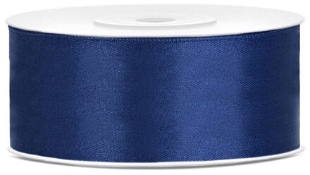 Partydeco Sierlint satijn - Donkerblauw - 2.5 cm/25 mm x 25 meter - Cadeaulint satijnlint