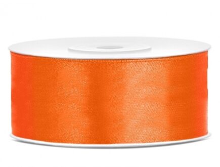 Partydeco Sierlint satijn - Oranje - 2.5 cm/25 mm x 25 meter - Cadeaulint satijnlint - Hobby - Inpakken - Cadeaulinten