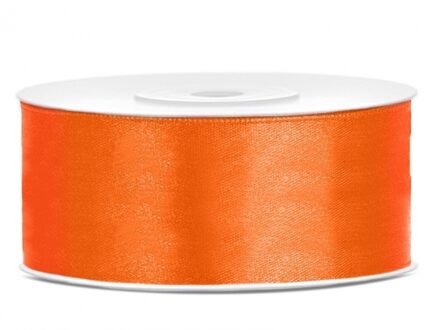 Partydeco Sierlint satijn - Oranje - 2.5 cm/25 mm x 25 meter - Cadeaulint satijnlint